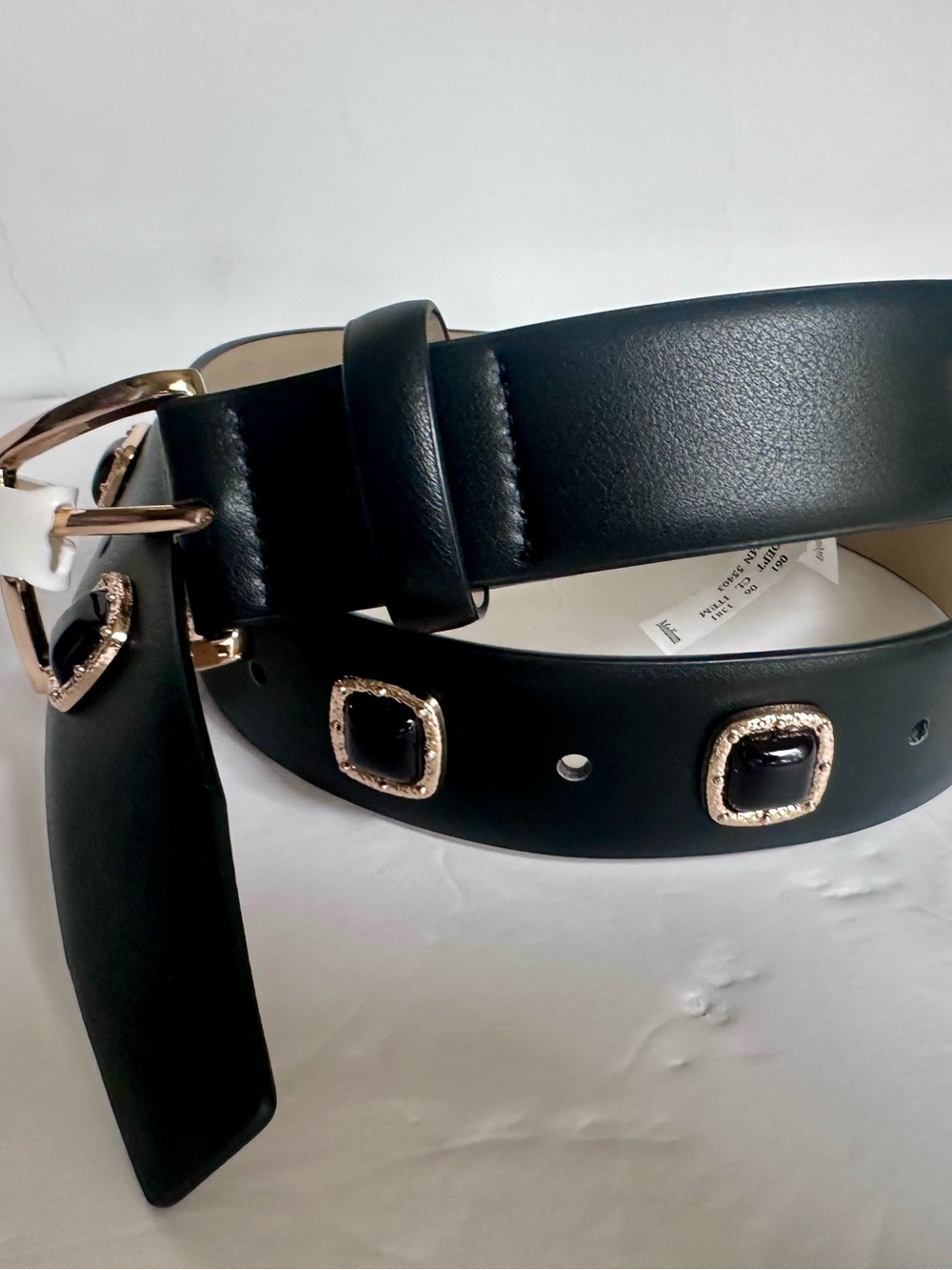 A New Day Women's black jewel studded medium wide belt NWT